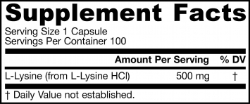 L-Lysine (лизин) - 100 капс. / 500 мг. - Image 2